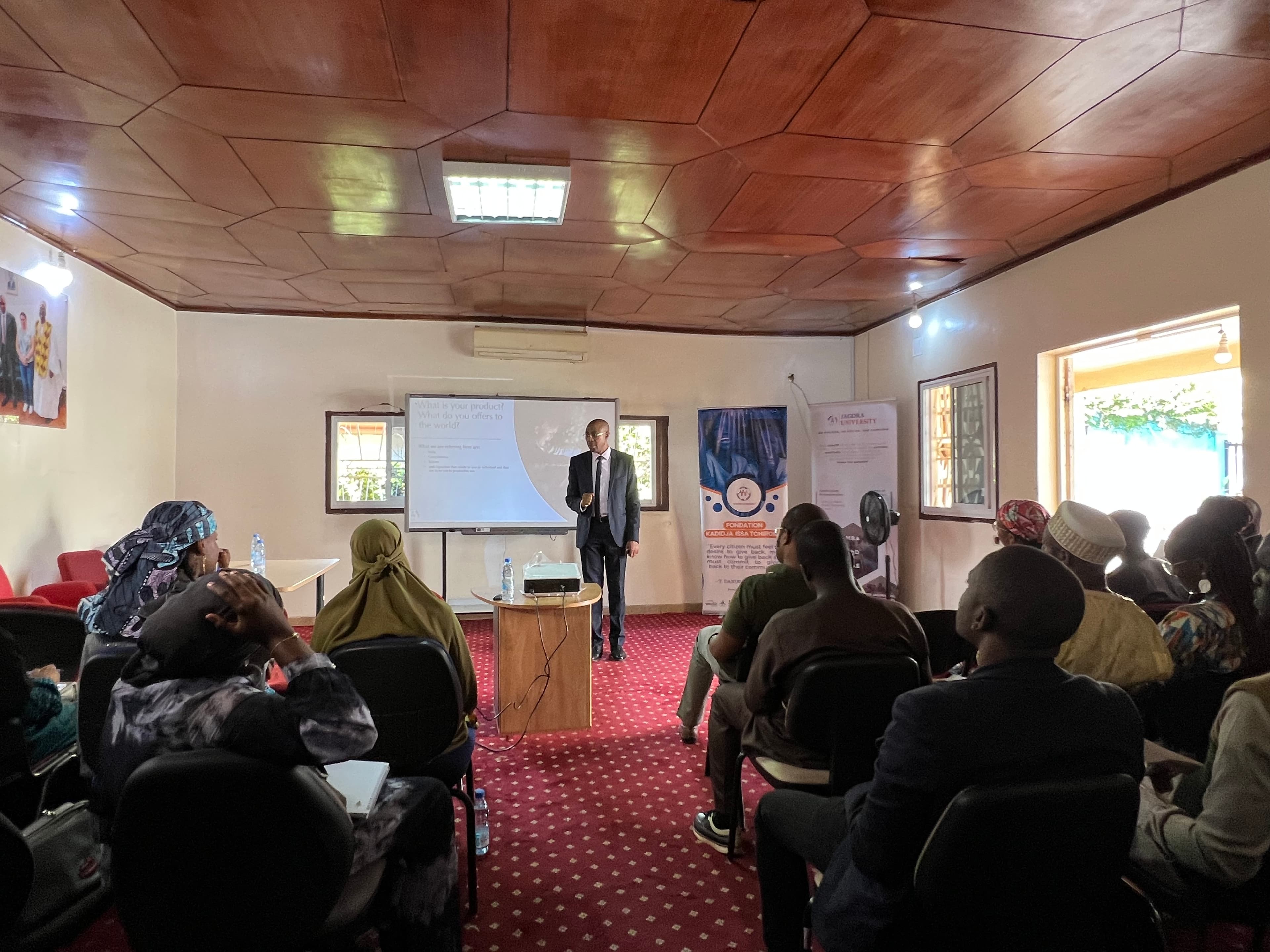 Professor Salouhou teaching a diverse group of academic leaders